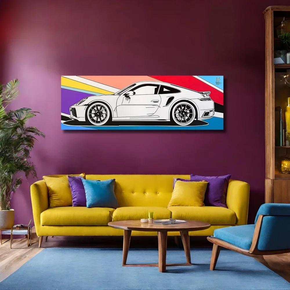 "Porsche 911 Turbo S" de Angélique Dufossé Galerie Graal Pop Art Tableau Porsche Cadeau Porsche Fan.webp