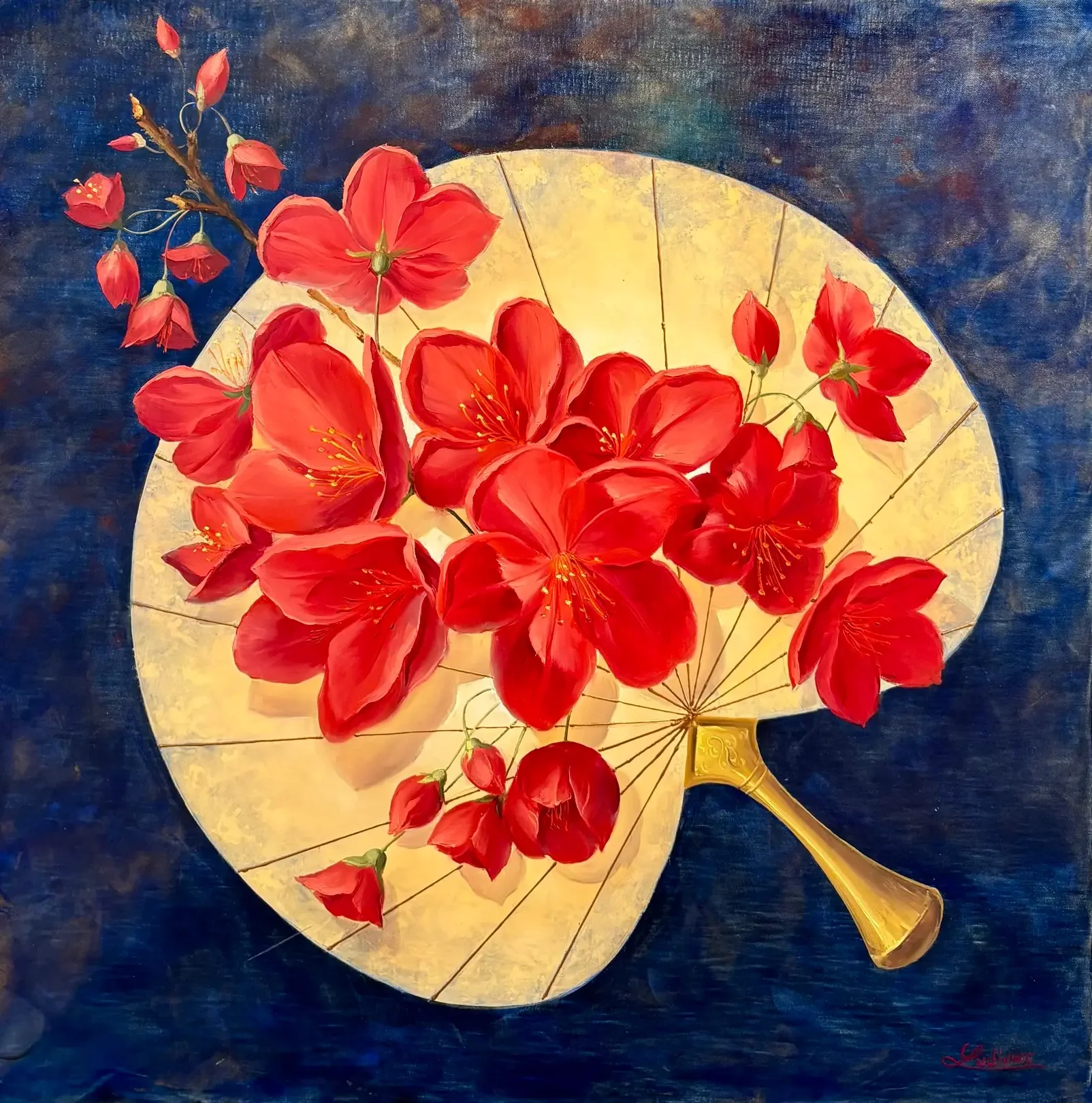 Tableau fleur du japon de ludivine corominas Galerie Graal .webp