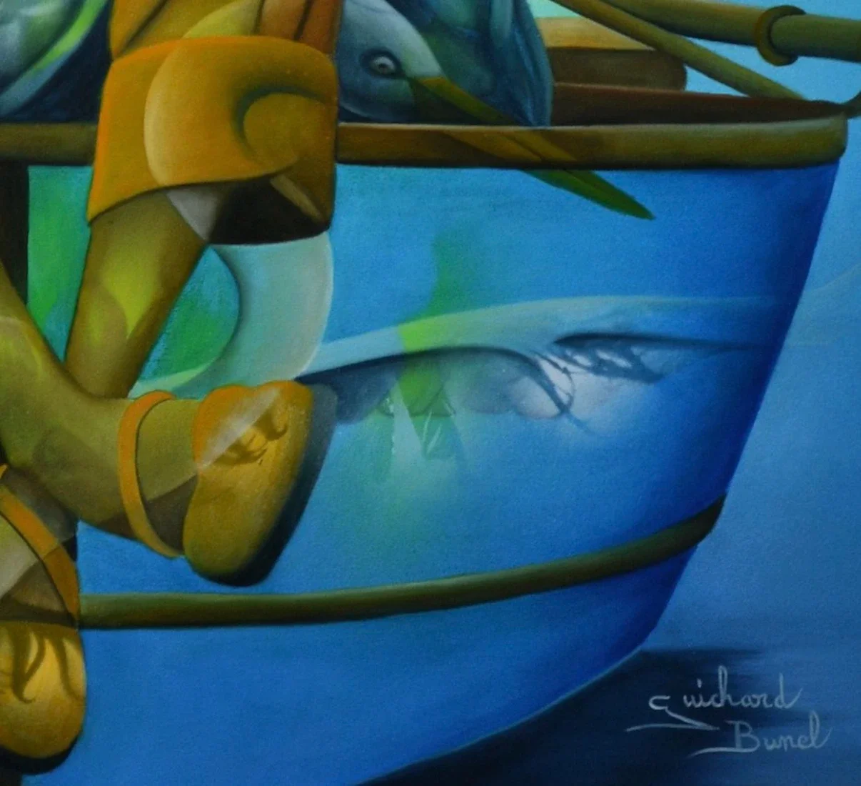 tableau portrait femme avec des cygnes de jeannette guichard bunel  Art Contemporain .webp