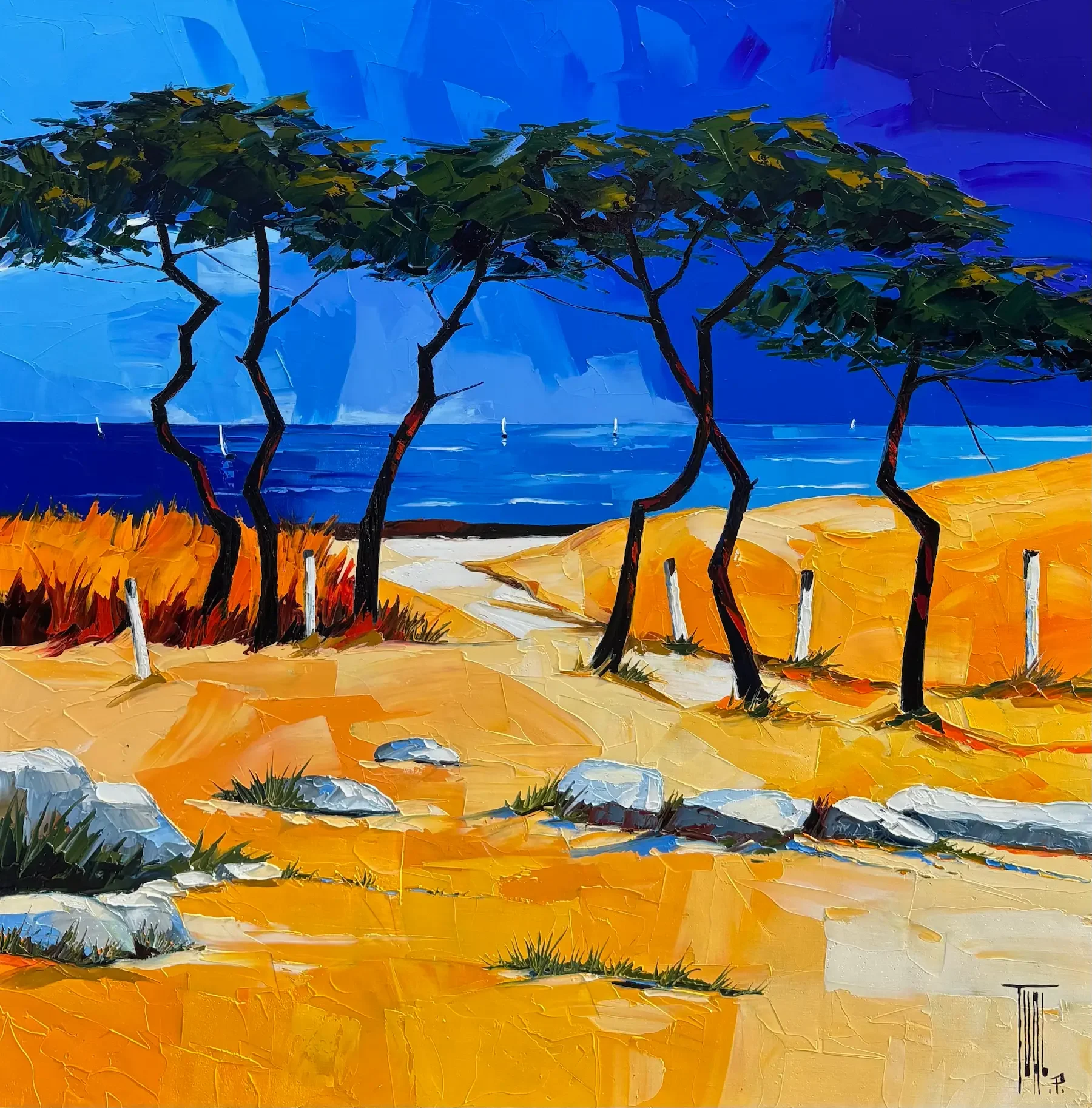 tableau sentier plage biscarosse de Pierrick Tual Galerie Graal .webp