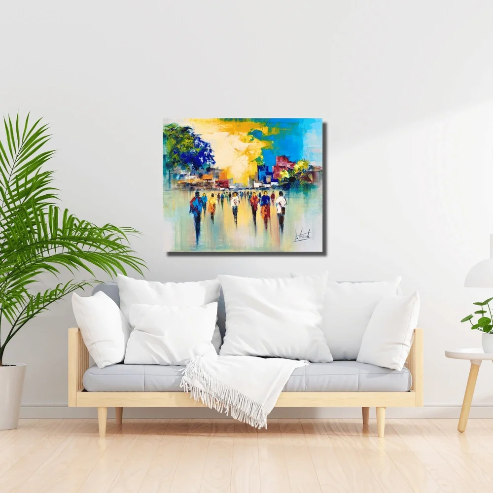 tableau balade en ville de josep teixido Galerie Graal Art Contemporain