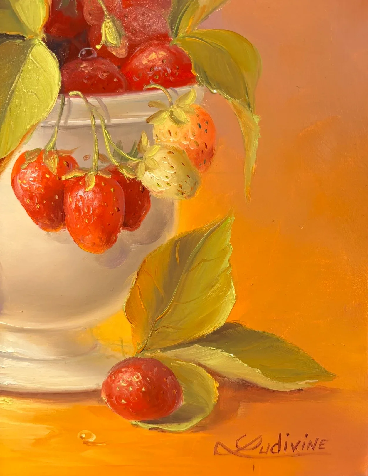 Tableau nature morte fraise de ludivine corominas Galerie Graal.webp