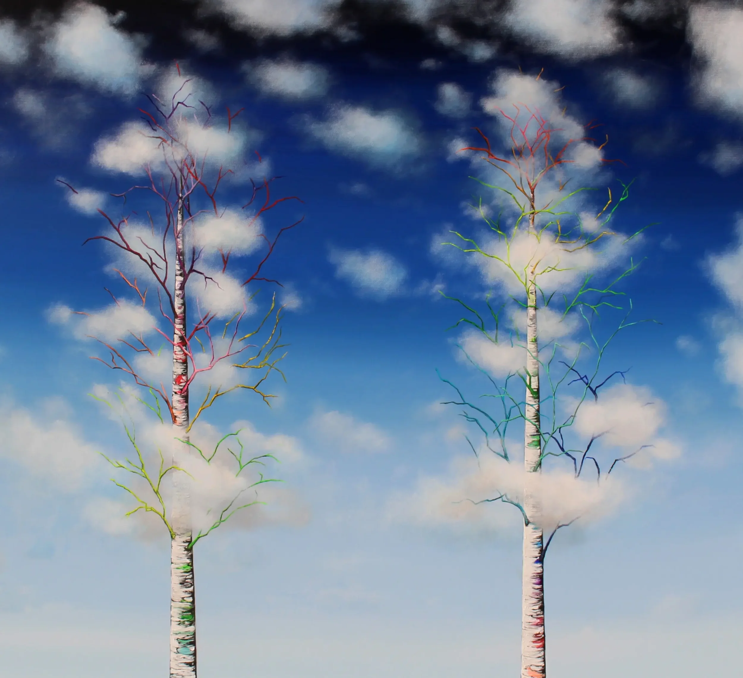 tableau arbres surréaliste de alexandra battezzati Galerie Graal Art Contemporain .webp
