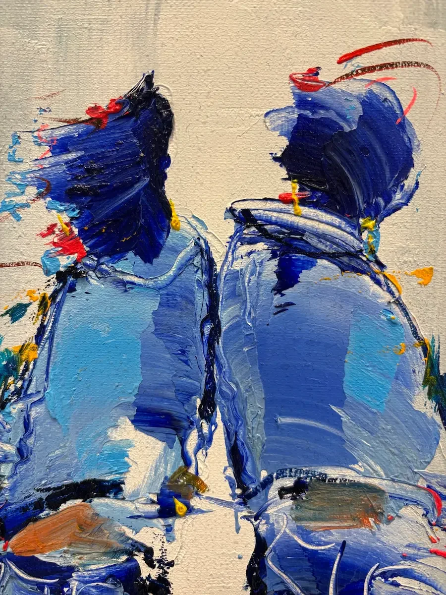 Tableau couple qui fait du vélo de christian raffin Art Contemporain Galerie Graal .webp