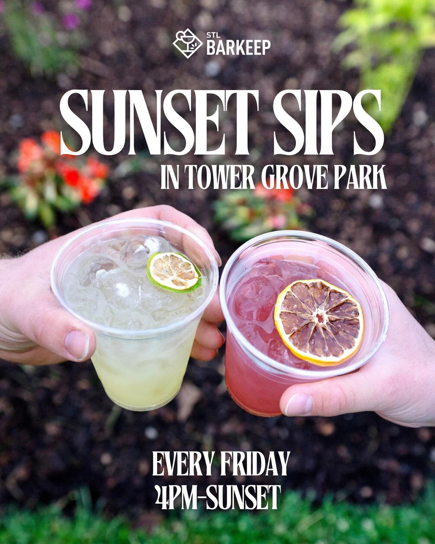 Your favorite end-of-the-week happy hour in @towergrovepark is making its grand return.💥 Join us every Friday for Sunset Sips (formerly Beer + Cocktail Garden) near the Ruins Pond starting next Friday, 4/5 from 4pm to sunset. ☀️🍸

We can&rsquo;t wa