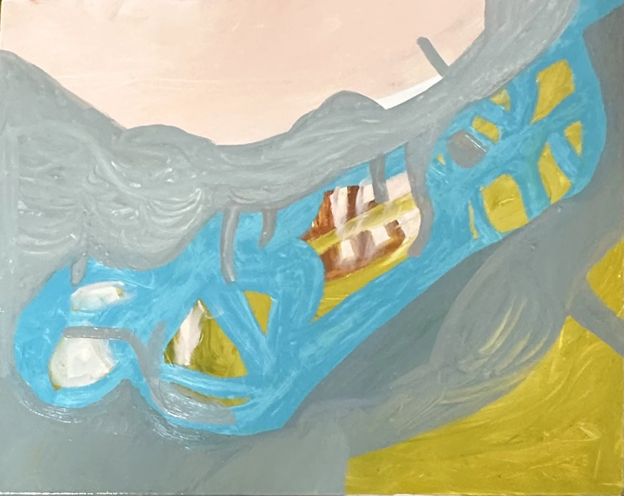 Two Lovers and Child; Oil and oil sticks on linen