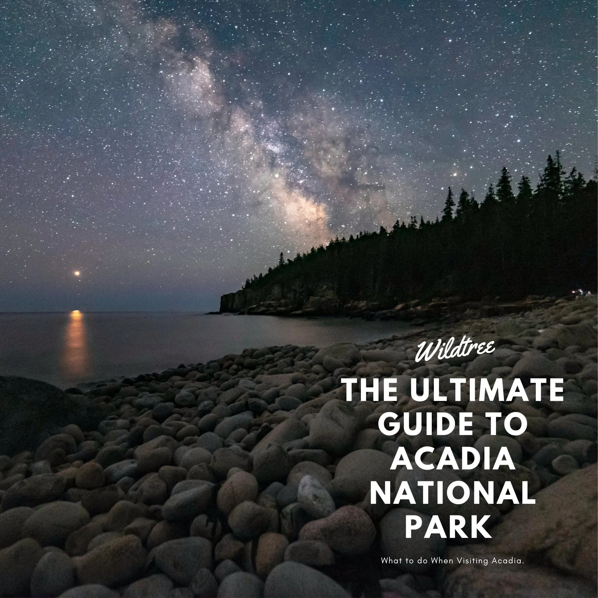 A photo of Acadia National Park at night. 