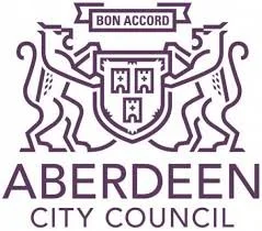 Aberdeen City Council seal with two lions rampant holding a shield.
