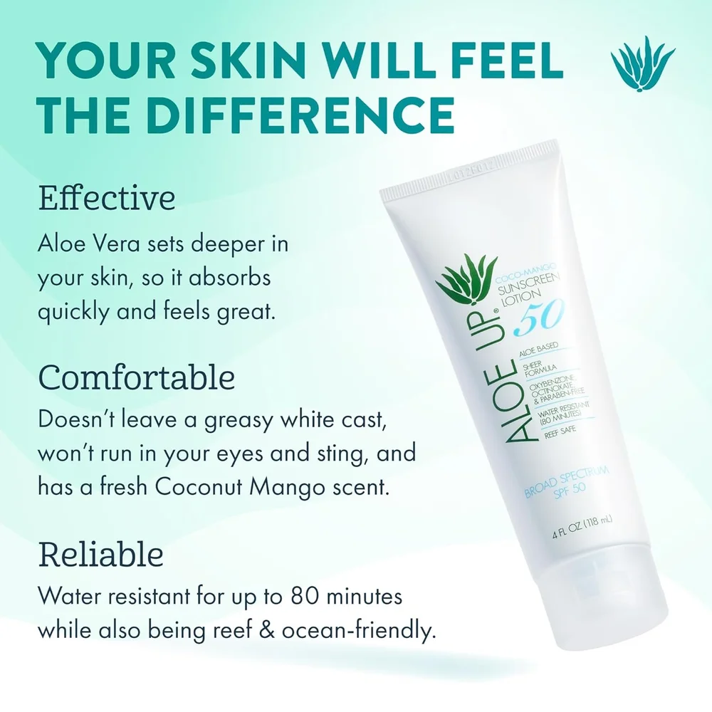 White Collection SPF 50 Sunscreen Lotion Aloe Up  Tarise Day Spa