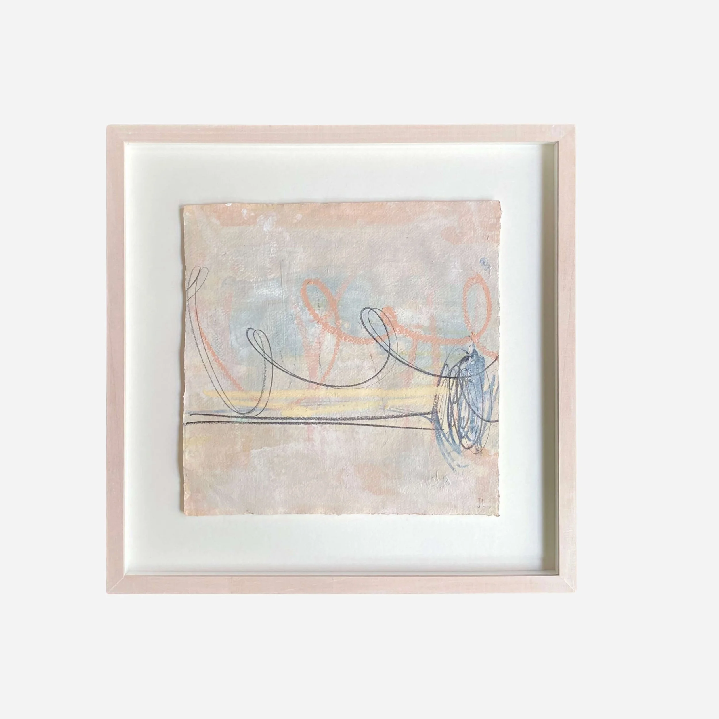 No Filter - Joanna Lynch 42.5 x 42.5cm (framed)  Acrylic and mixed media on 100% cotton paper  Float-mounted in a lime-waxed natural wood frame £345