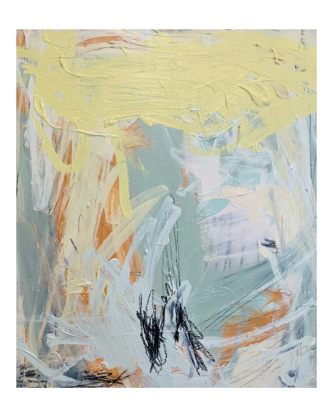 . 
Longwave 
60 x 50cm 
Acrylic and mixed media on wood panel 
. 
. 
. 
@_joannalynch @secondfloorstudios #longwave #emotionalwaves #abstractart #abstraction #abstractpainting #abstractdrawing #markmaking #drawing #drawingwithpaint #scrawling #scribb