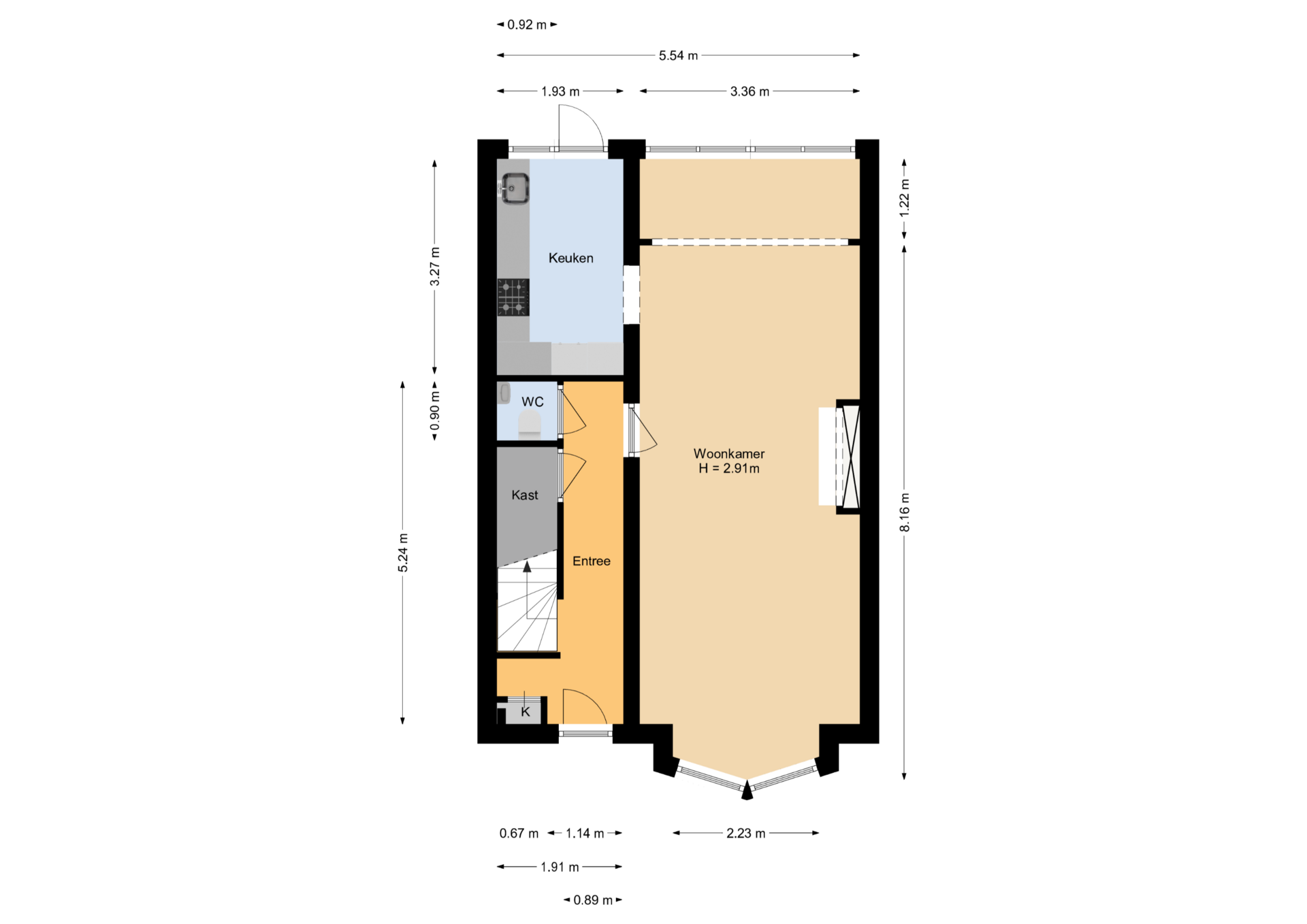 2D plattegrond volgens de NEN 2580 Meetinstructie voor de verkoop van uw woning of appartement op Funda.