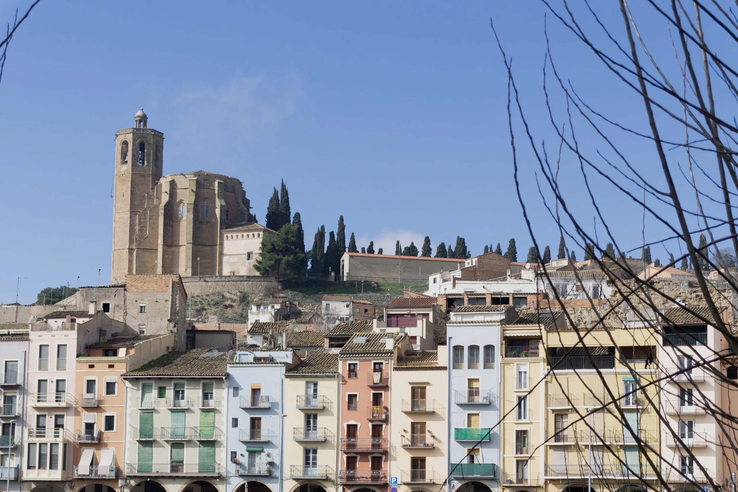 Santa Maria de Balaguer dominant el nucli antic de la ciutat des del turó.