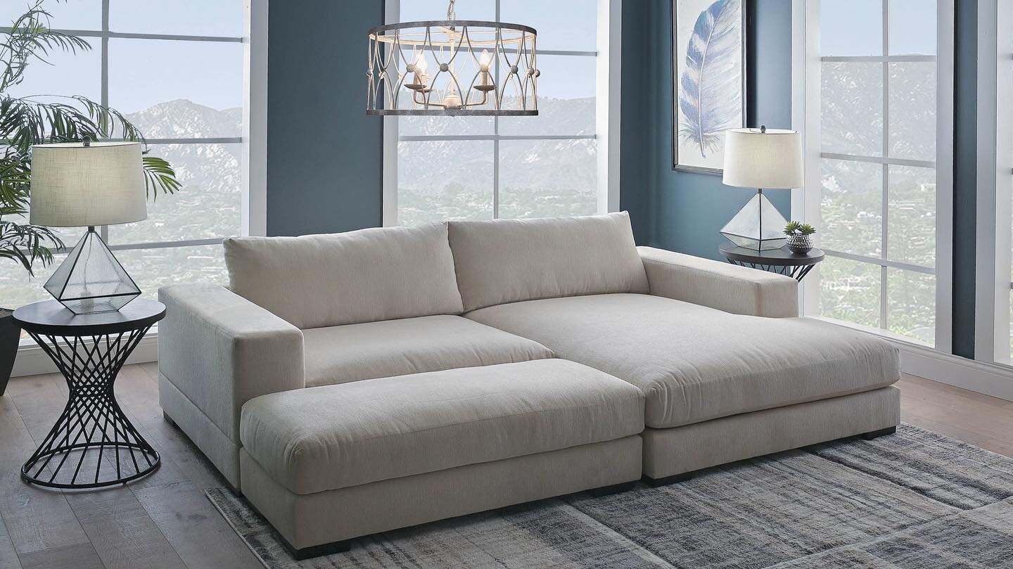 The hits keep coming! Say hello to the newest member of our family- The Clayton Sectional! As you&rsquo;ve come to expect from us, it&rsquo;s deep, comfy, and made with an easy-to-clean family-friendly fabric. And this beauty comes with an ottoman th