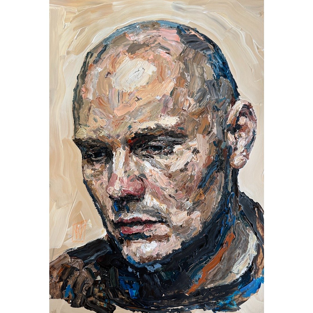 Billy Corgan Introspective Impasto Acrylic Portrait Painting 13x19"