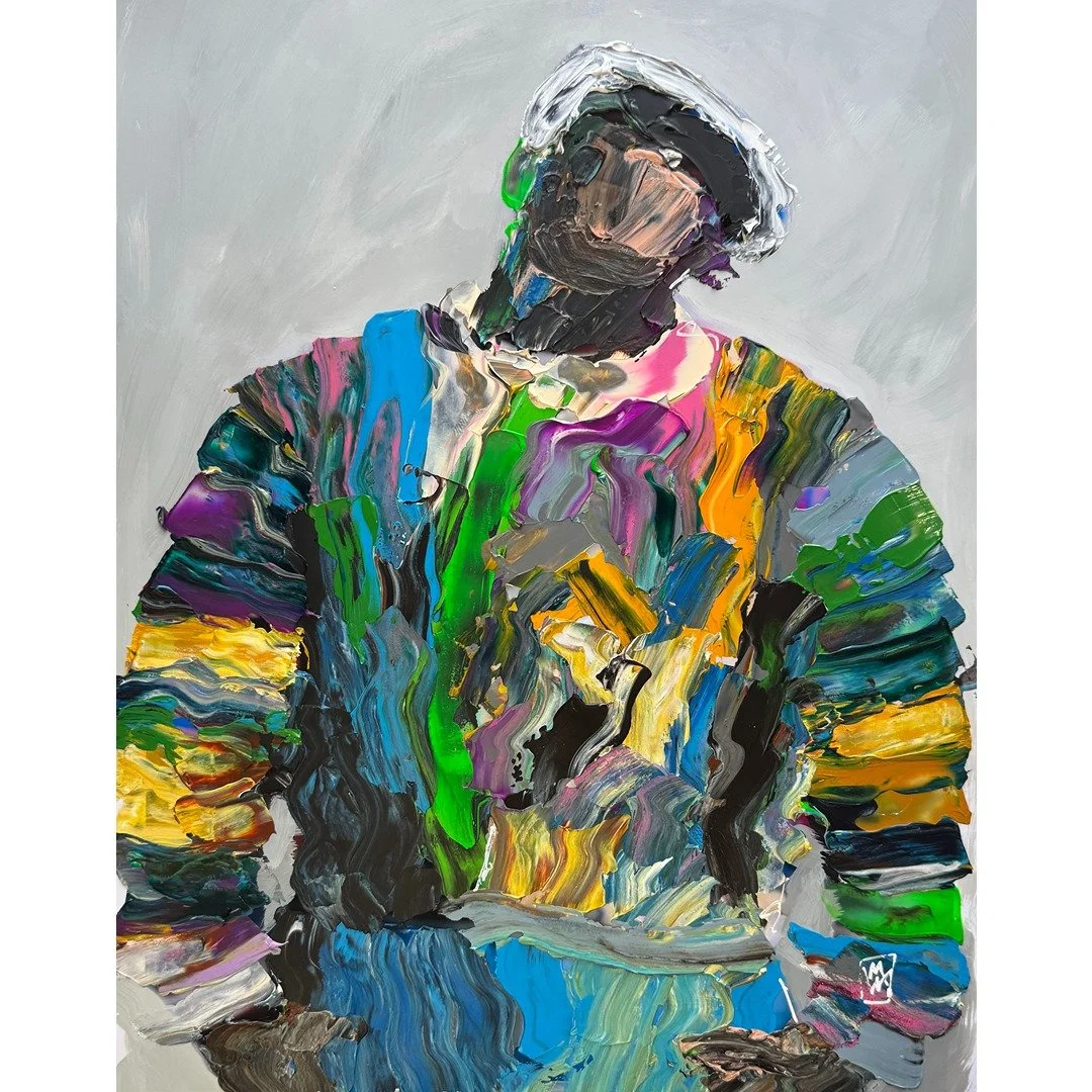 Biggie Smalls in a Coogi Impasto Textured Portrait Painting 12x16"
