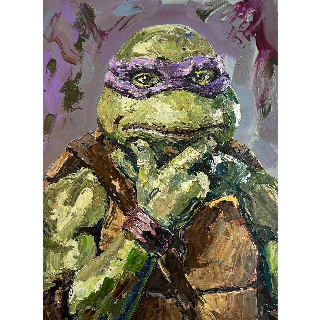 Donatello TMNT Impasto Textured Portrait Painting 12x16"