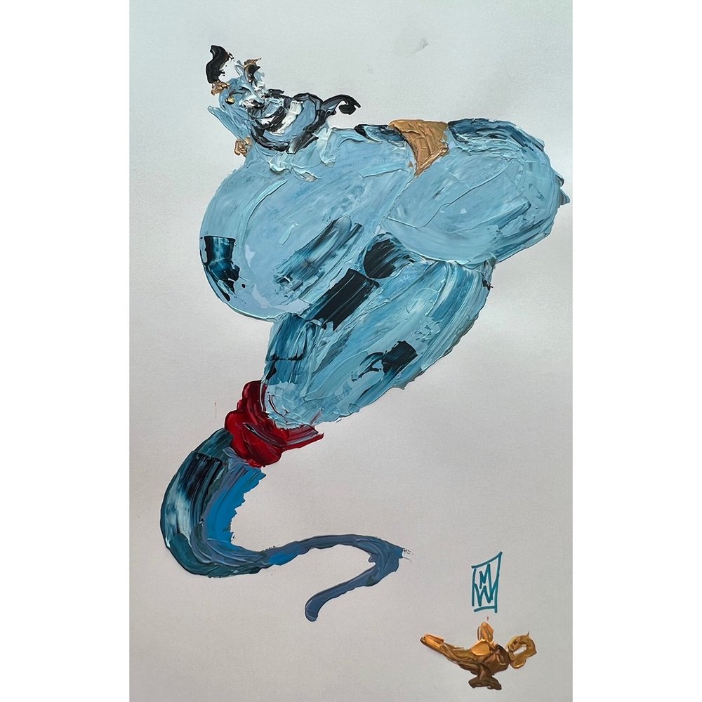 Disney's Aladdin Genie Framed Painting | Original Acrylic Painting on  12x16 Premium Canvas Panel
