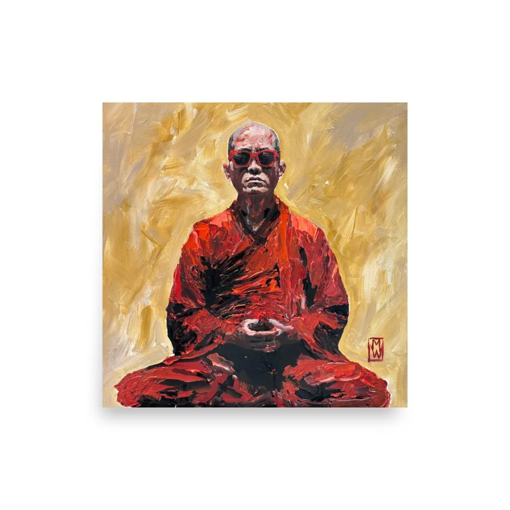 Abstract Buddhist Monk Thick Painting Mike Wehner Fine Art Poster