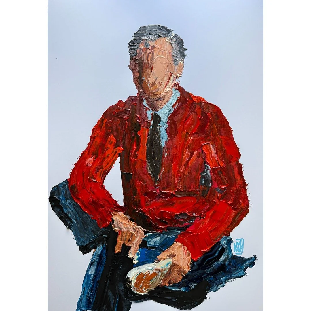 Mr. Rogers Neighborhood Original Palette Knife Painting Wall Art 13x19"