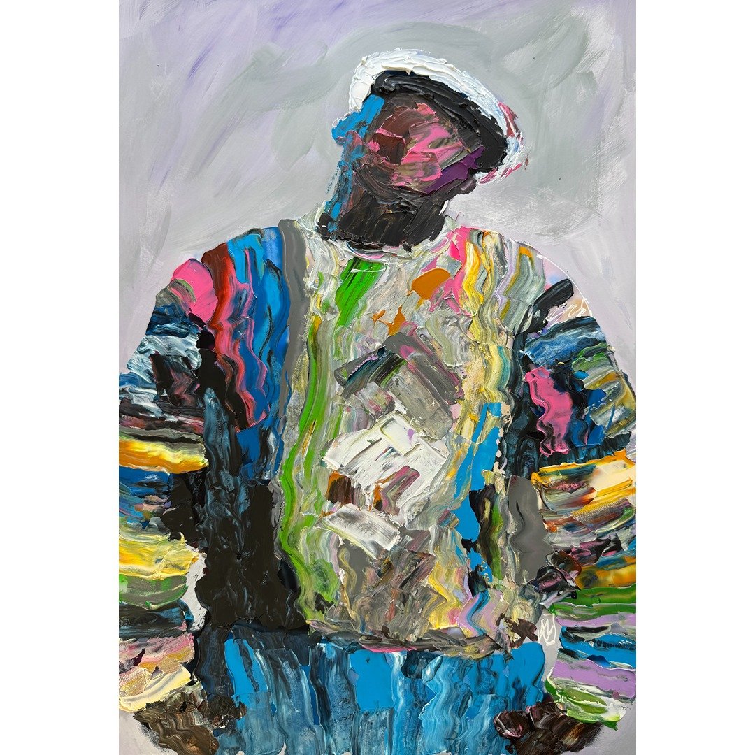 Biggie Smalls in a Coogi Impasto Textured Portrait Painting 13x19"