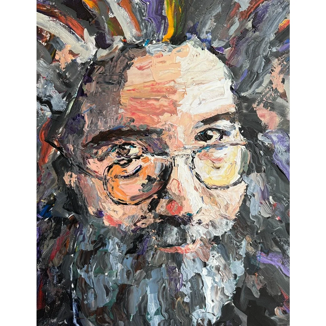 Jerry Garcia Portrait Acrylic Painting on Canvas 16x20"