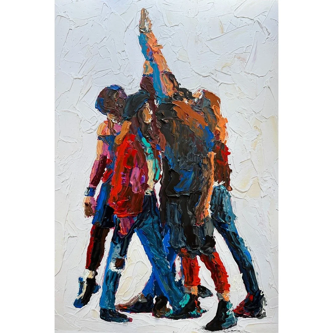 Abstract Redux of TEN by Pearl Jam Palette Knife Portrait Painting 13x19"