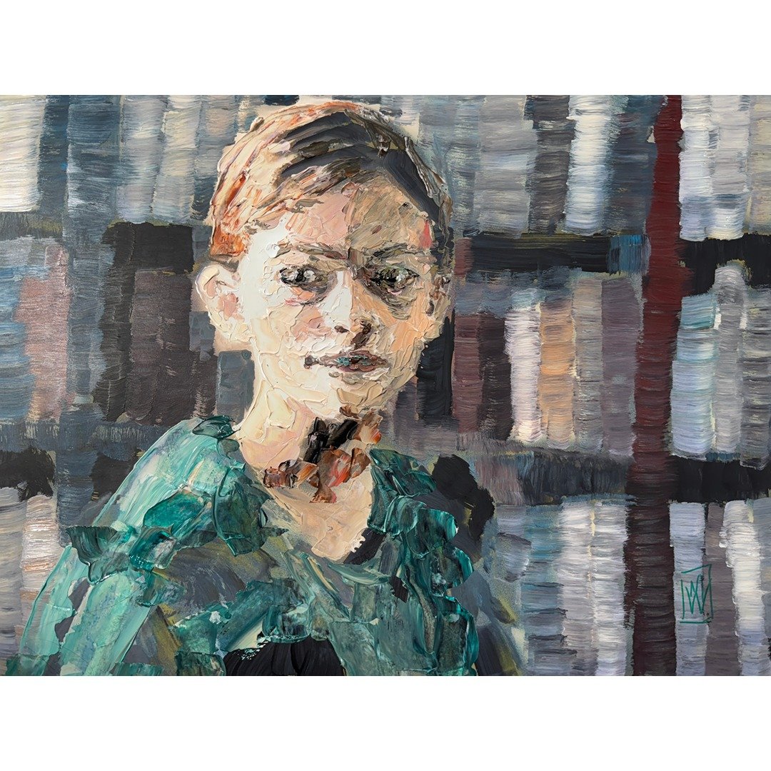 Original Interstellar Young Murph in the Library Impasto Painting Wall Art 12x16"