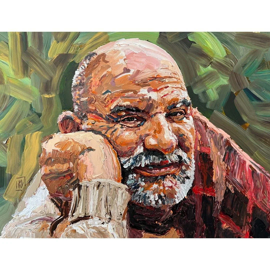 Guru Neem Karoli Baba Original Portrait Impasto Acrylic Painting Wall Art 12x16"