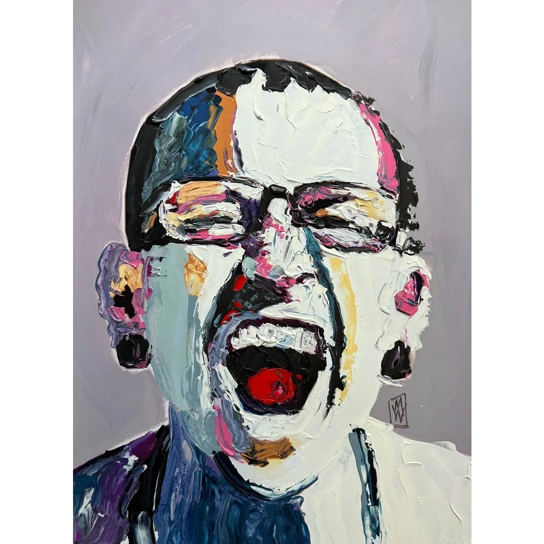 Chester Bennington Textured Acrylic Palette Knife Portrait Painting 12x16"