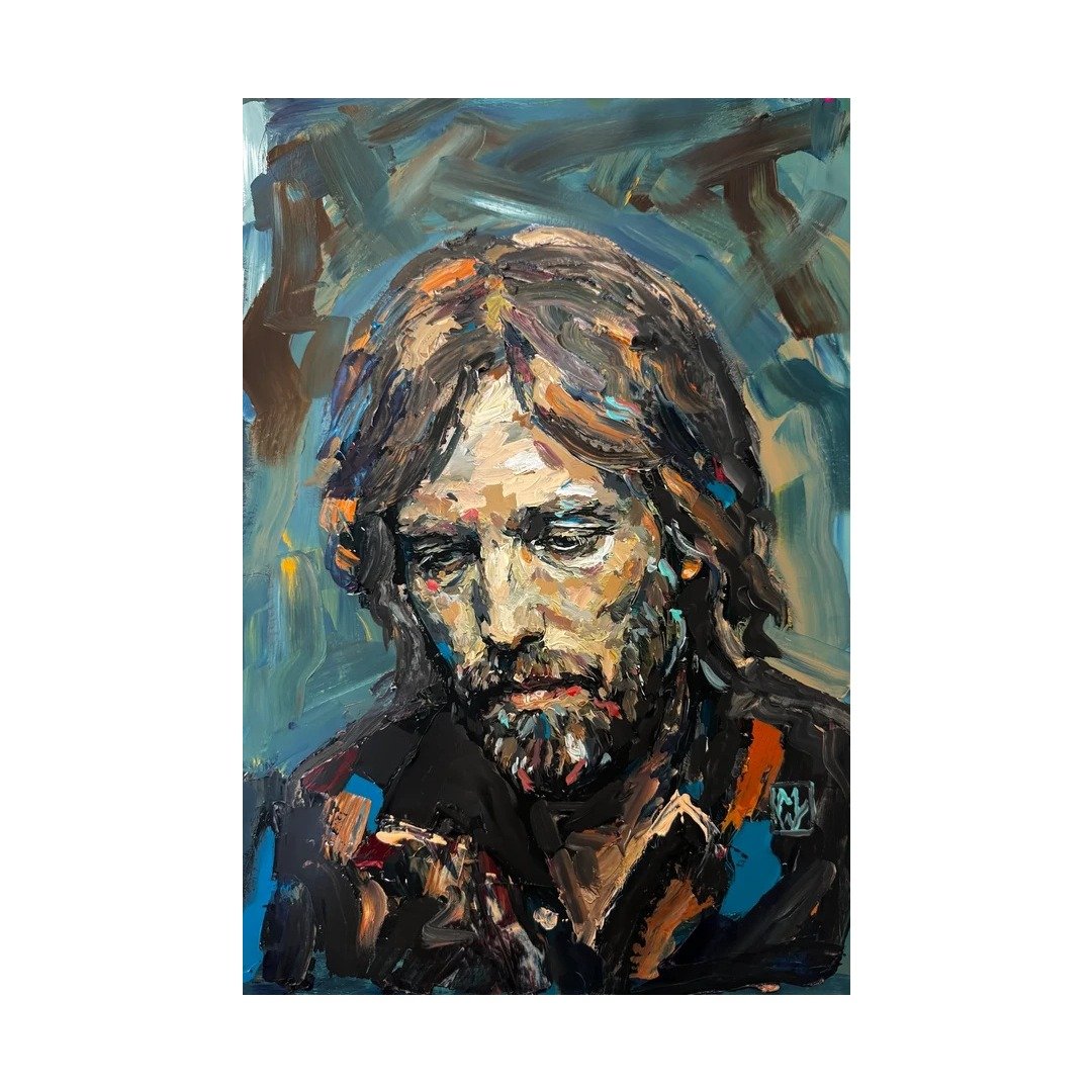 Impasto Tom Petty Music Portrait Painting 13x19"