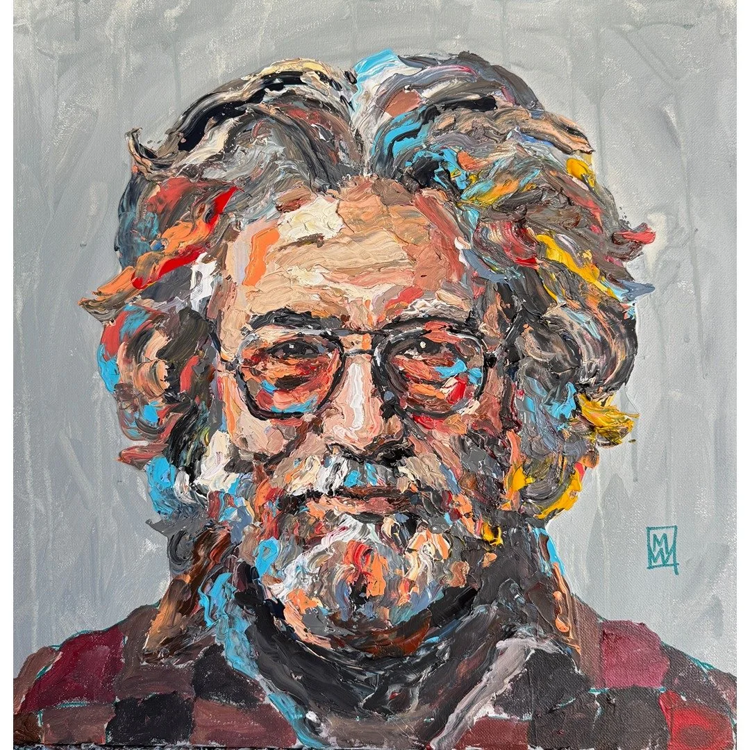 Jerry Garcia Grateful Dead Original Impasto Portrait Painting 18x18"
