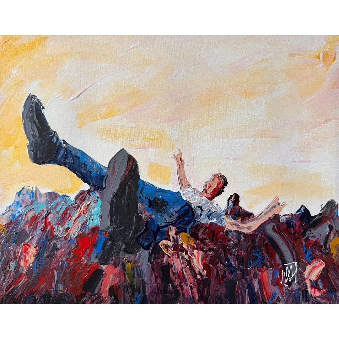 Original Crowd Surfing Abstract Impasto Concert Music Painting