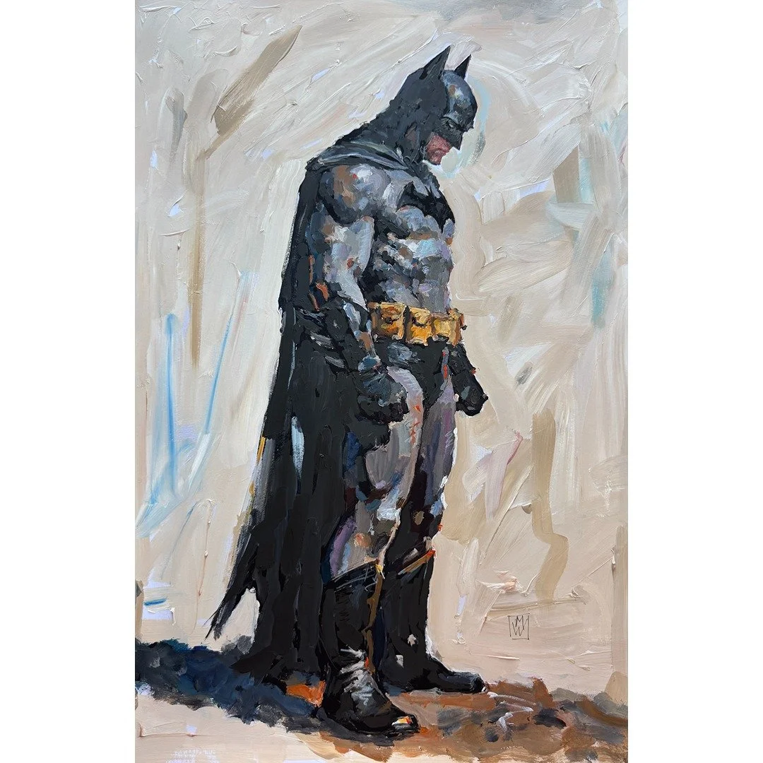 Original Batman Thoughtful in Warm Grays Heavy Paper 13x19"