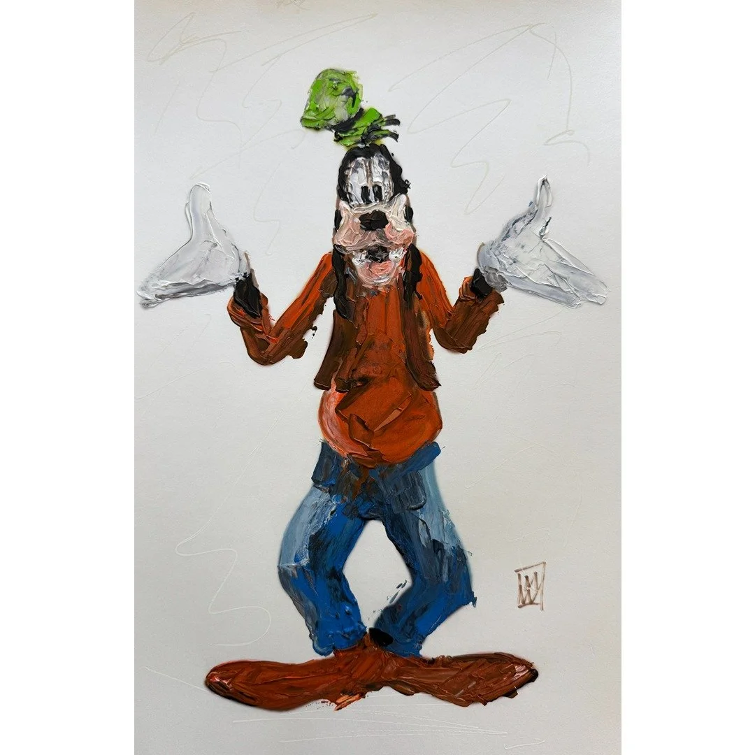 Goofy Dog Original Acrylic Palette Knife Painting 11x17"