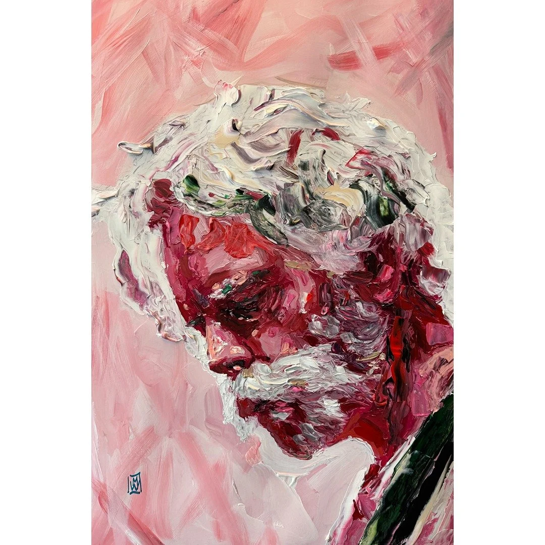 Bob Weir Impasto Palette Knife Acrylic Portrait Painting 13x19"