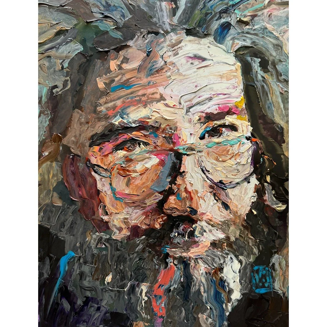 Jerry Garcia Textured Acrylic Palette Knife Portrait Painting 12x16"