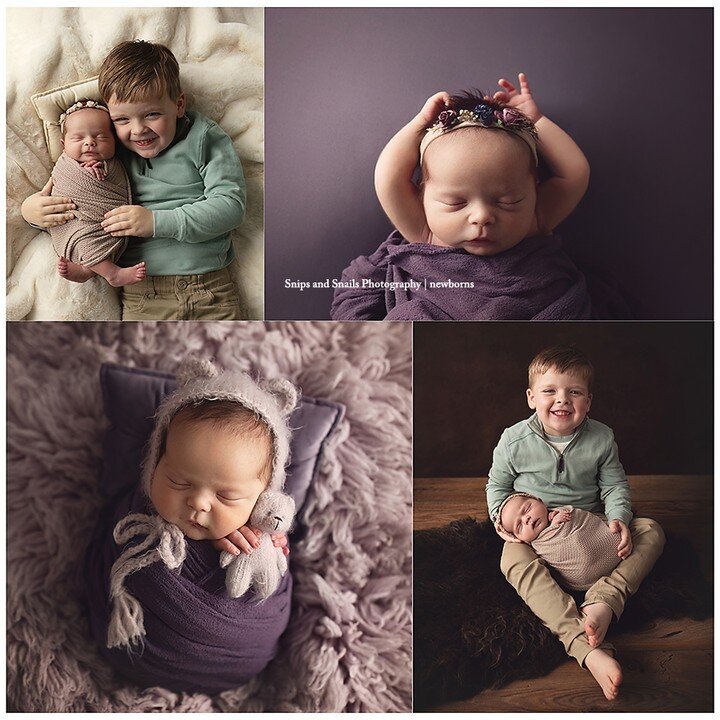 You never know what you are going to get with sibling and newborn sessions - but this one knocked it out of the park! Big brother kept sneaking in lots of snuggles! I think he is so happy to have a baby sister! 💜💚
www.SnipsAndSnailsPhotography.com
