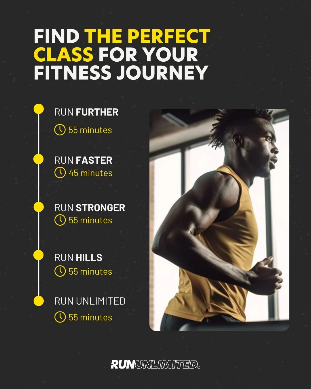Book your next class today!
✅Run Further
Perfect for building a solid running base, building endurance, and preparing you for longer.

✅Run Faster
Shorter running segments, recovery breaks and a faster pace throughout.  Your anaerobic capacity will i