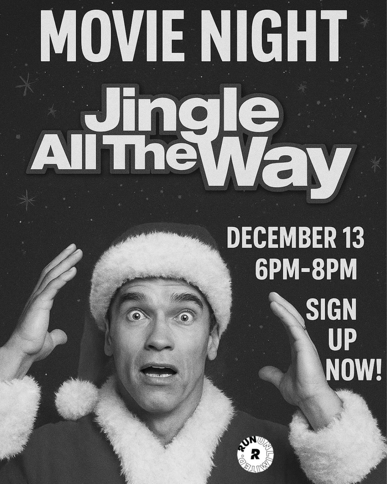 Movie Night is back! 🎥

Join us December 13th from 6&ndash;8pm for Jingle All The Way on the treadmills.

Snacks encouraged. 
Friends required. 
Holiday spirit guaranteed. 🎄💛