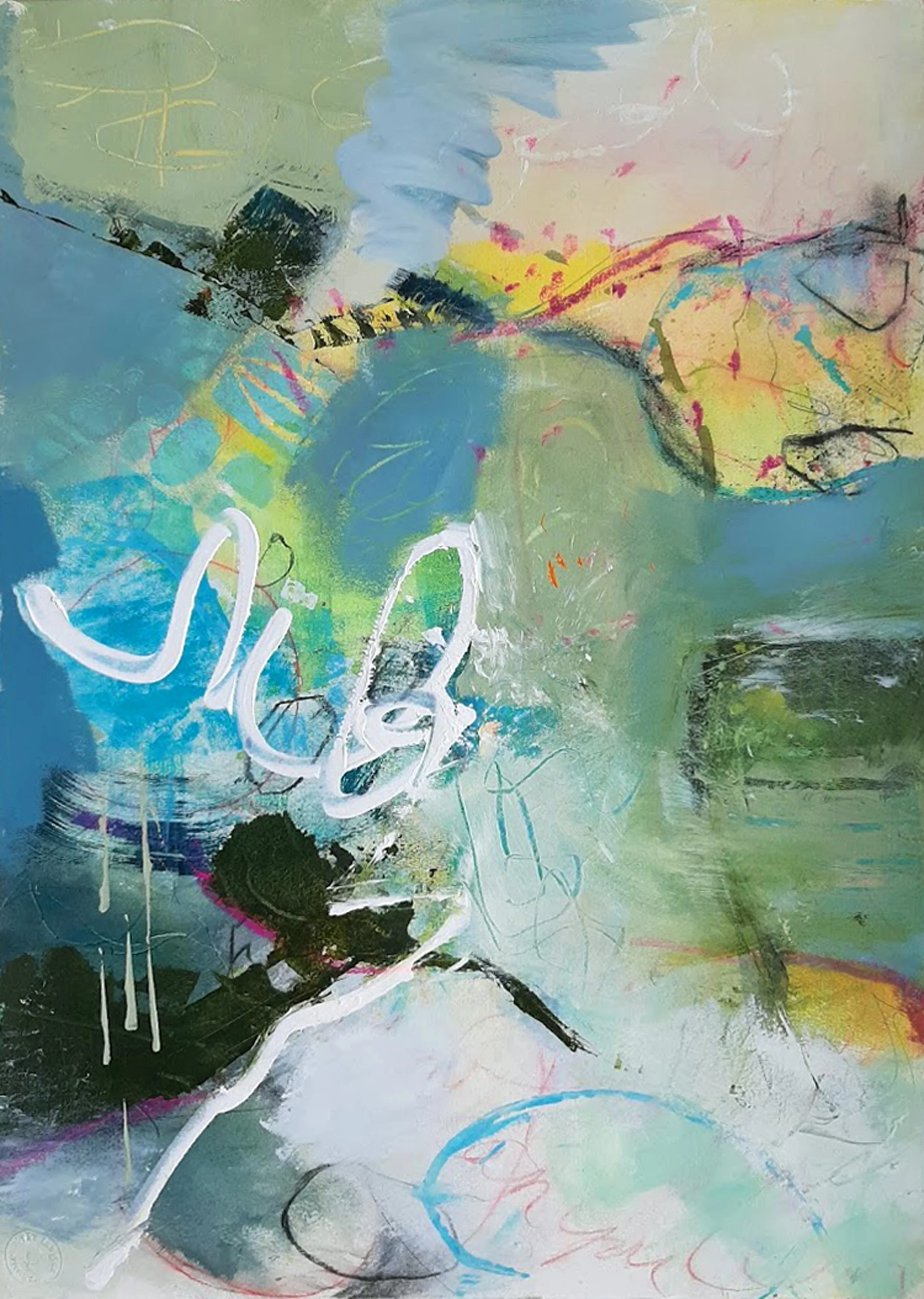 Florescent Shore, 22"x15", acrylic, $500