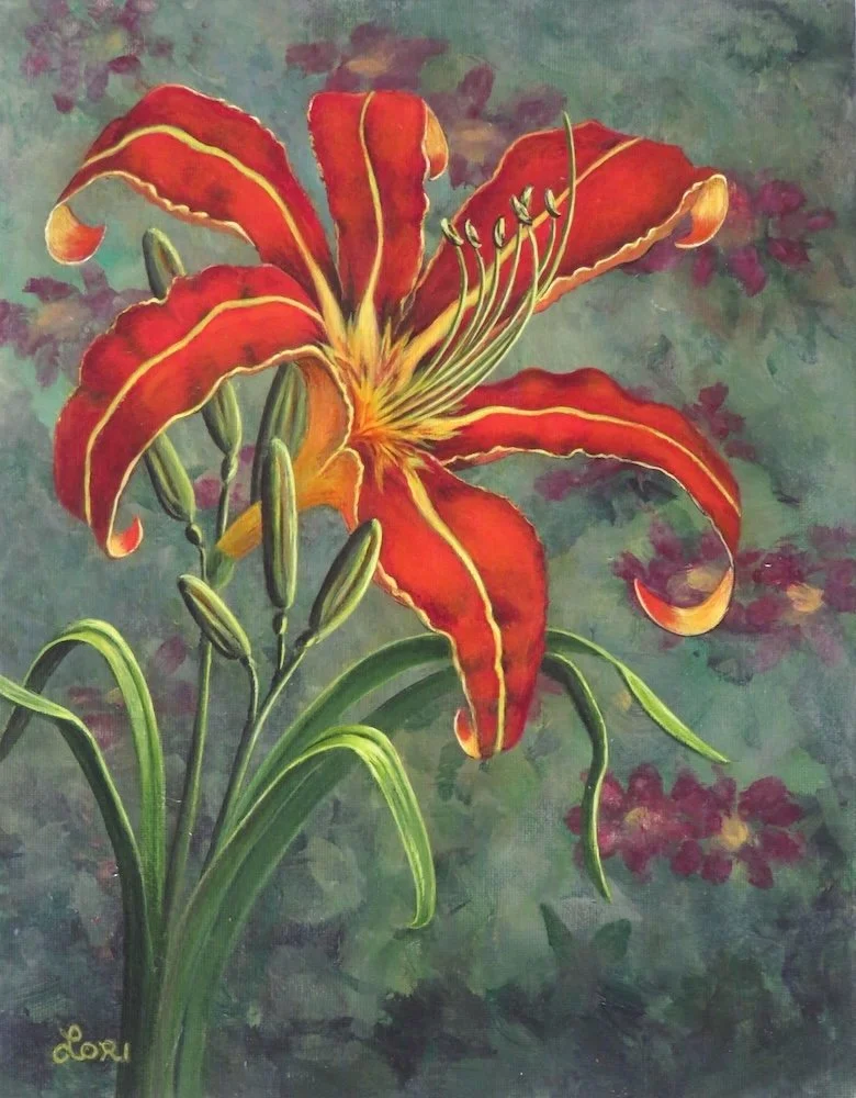Daylily, 14"x11", acrylic, NFS