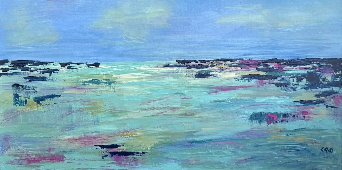 Azure Tide, 15"x30", acrylic, $220