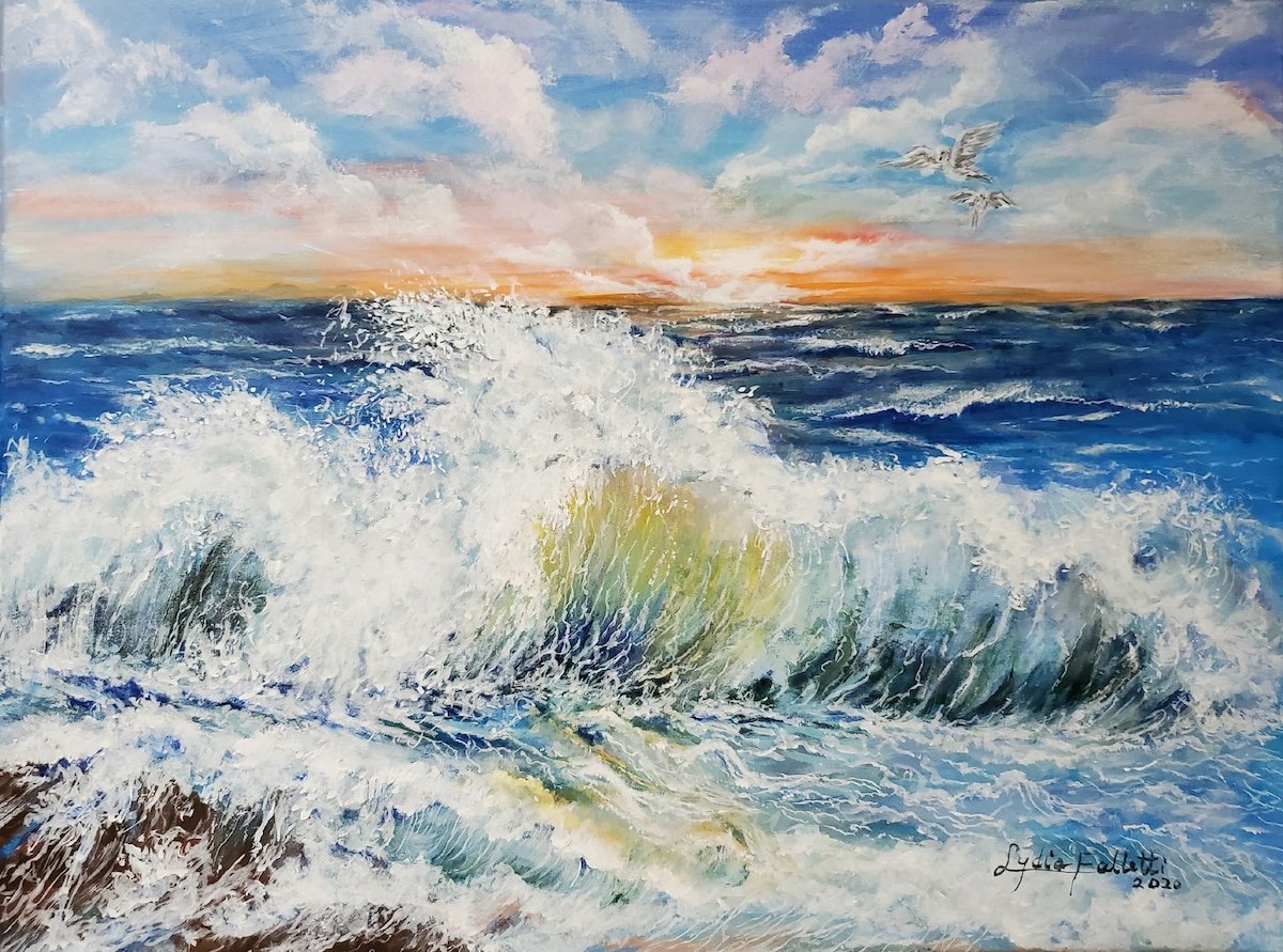 Crashing Waves, 18"x24", acrylic, Sold