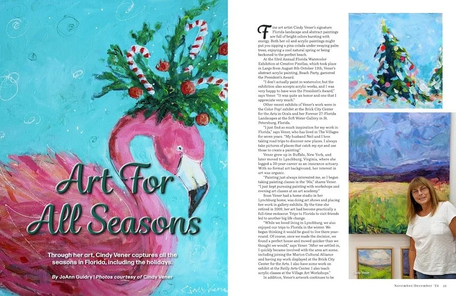 Art For All Seasons - Cindy Vener in Ocala Style Magazine