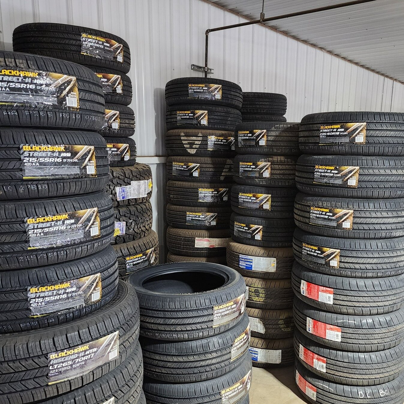 We just received a huge order of all-season tires!

The Blackhawk brand offers great quality tires at fair prices, from the rugged HM01 truck tire, to the HH11 car tire we have many sizes in stock!

Message us, or call 506-458-9402. We carry a wide r