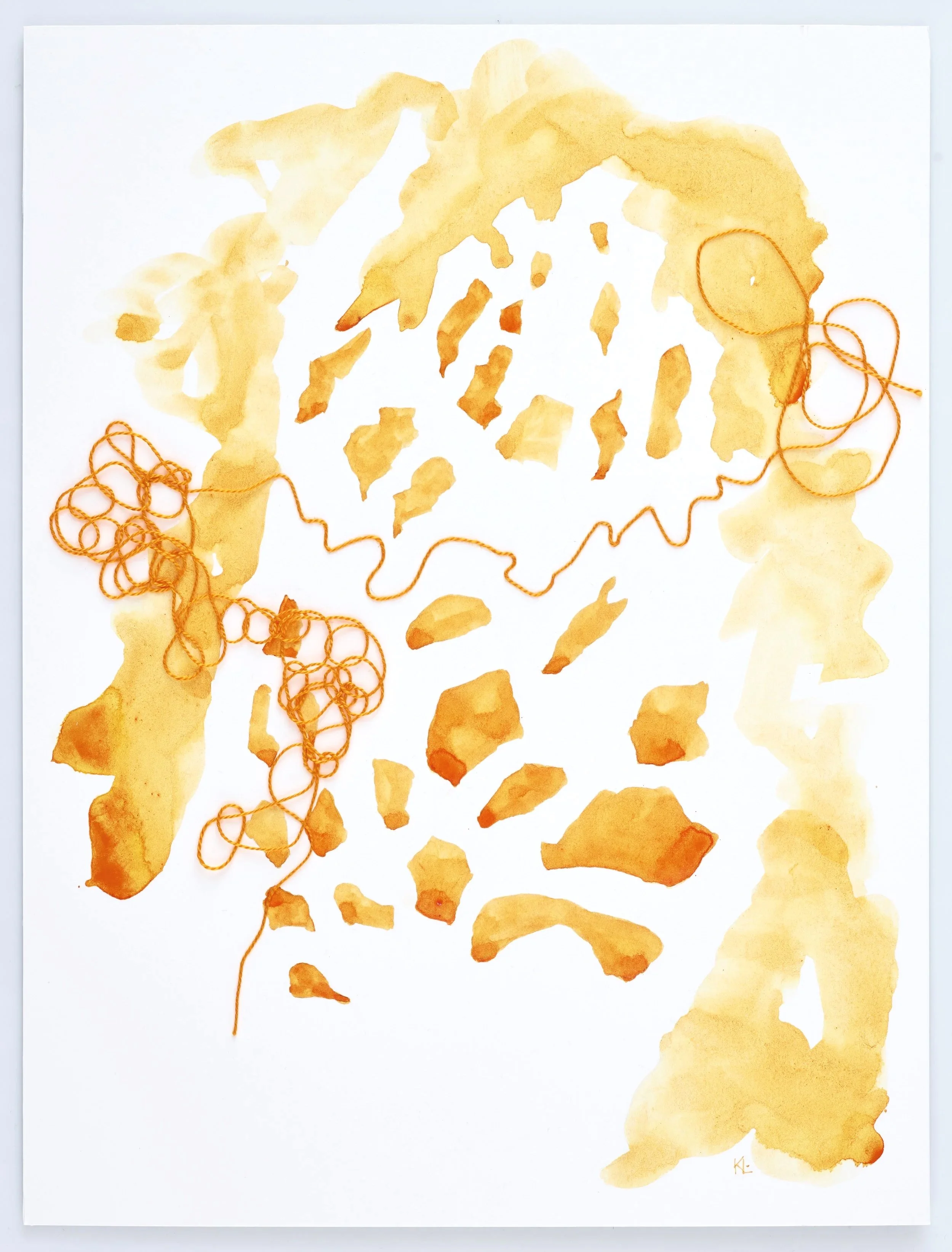 Ta upp tråden 2, akvarell och pärlgarn på syrafri kartong . © Karin Lönnå (Foto: Kristofer Lönnå)