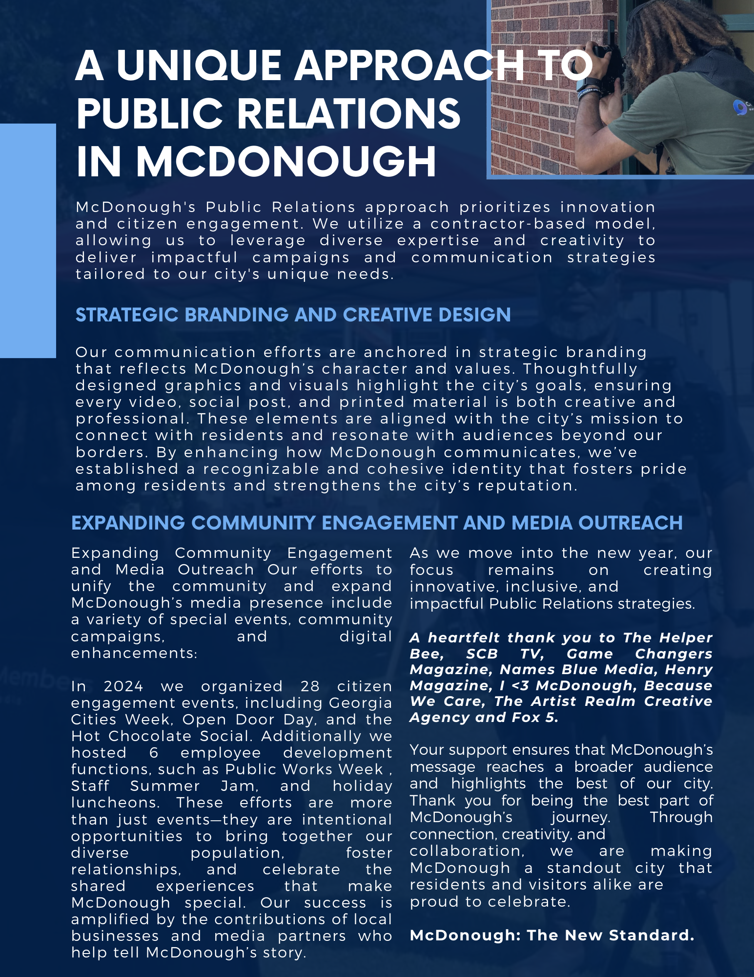 A woman is being interviewed by a man with a video camera at an indoor event. In the background, people are gathered around tables and standing, engaging in conversations.