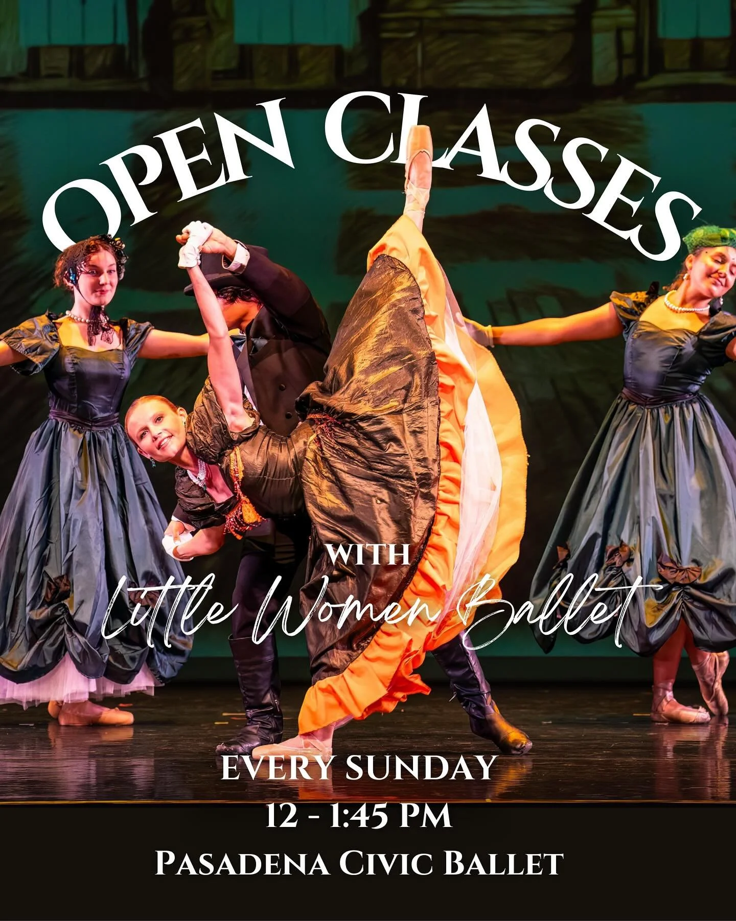 ✨OPEN CLASSES are back with Little Women Ballet!✨

Join us every Sunday from 12&ndash;1:45 PM at Pasadena Civic Ballet. Intermediate/Advanced level class&mdash;come dance with us! 🩰

https://www.littlewomenballet.com/merchandise/p/open-ballet-classe