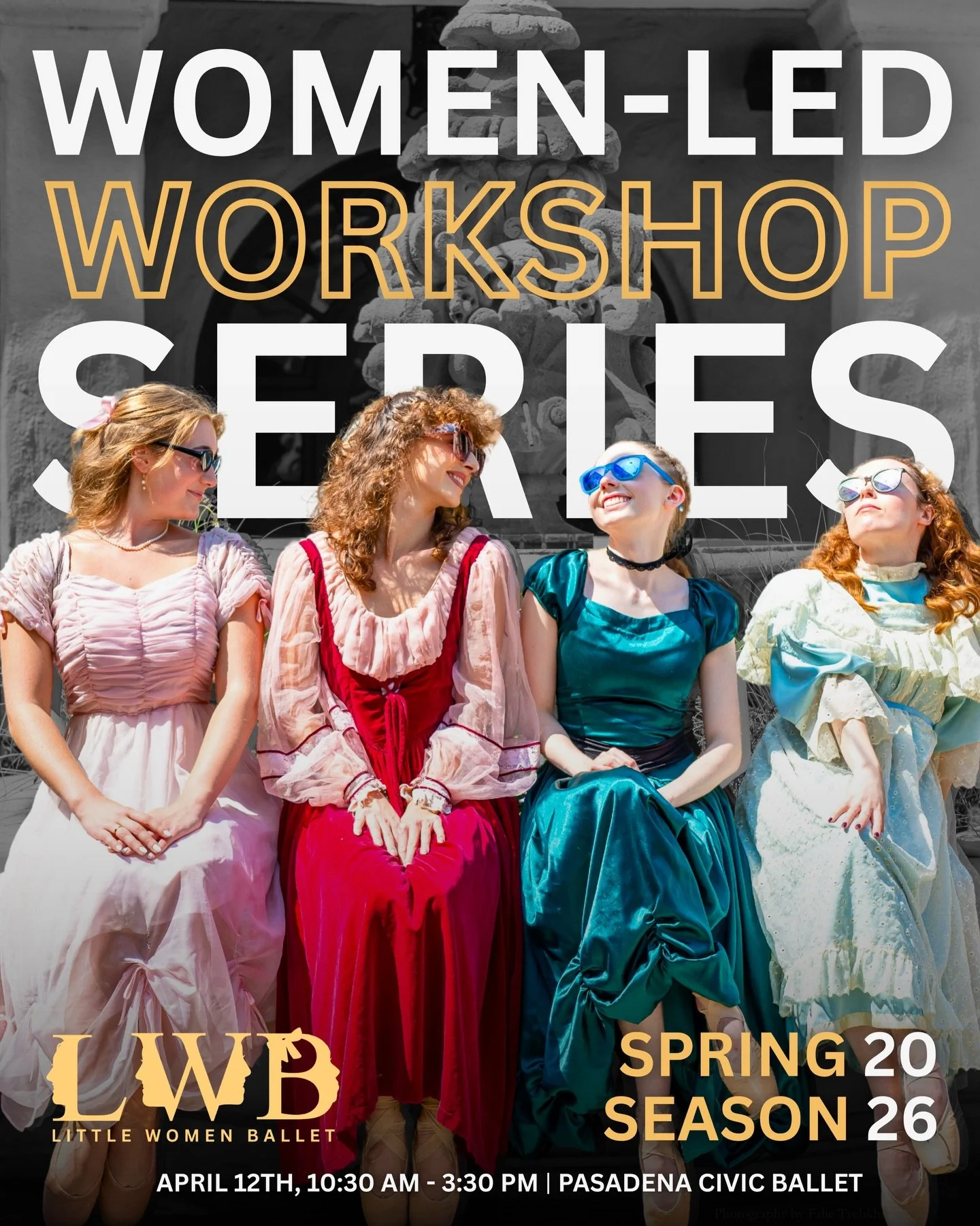 WOMEN-LED WORKSHOP SERIES 💛🩰

April 12th, 10:30-3:30 PM | Pasadena Civic Ballet | Open to ALL!

Choose your path through three back-to-back sessions:

10:30 AM - 12 PM &mdash; Advanced Ballet with Emma Andres 

12:15 PM - 1:30 PM &mdash; 
Healing M
